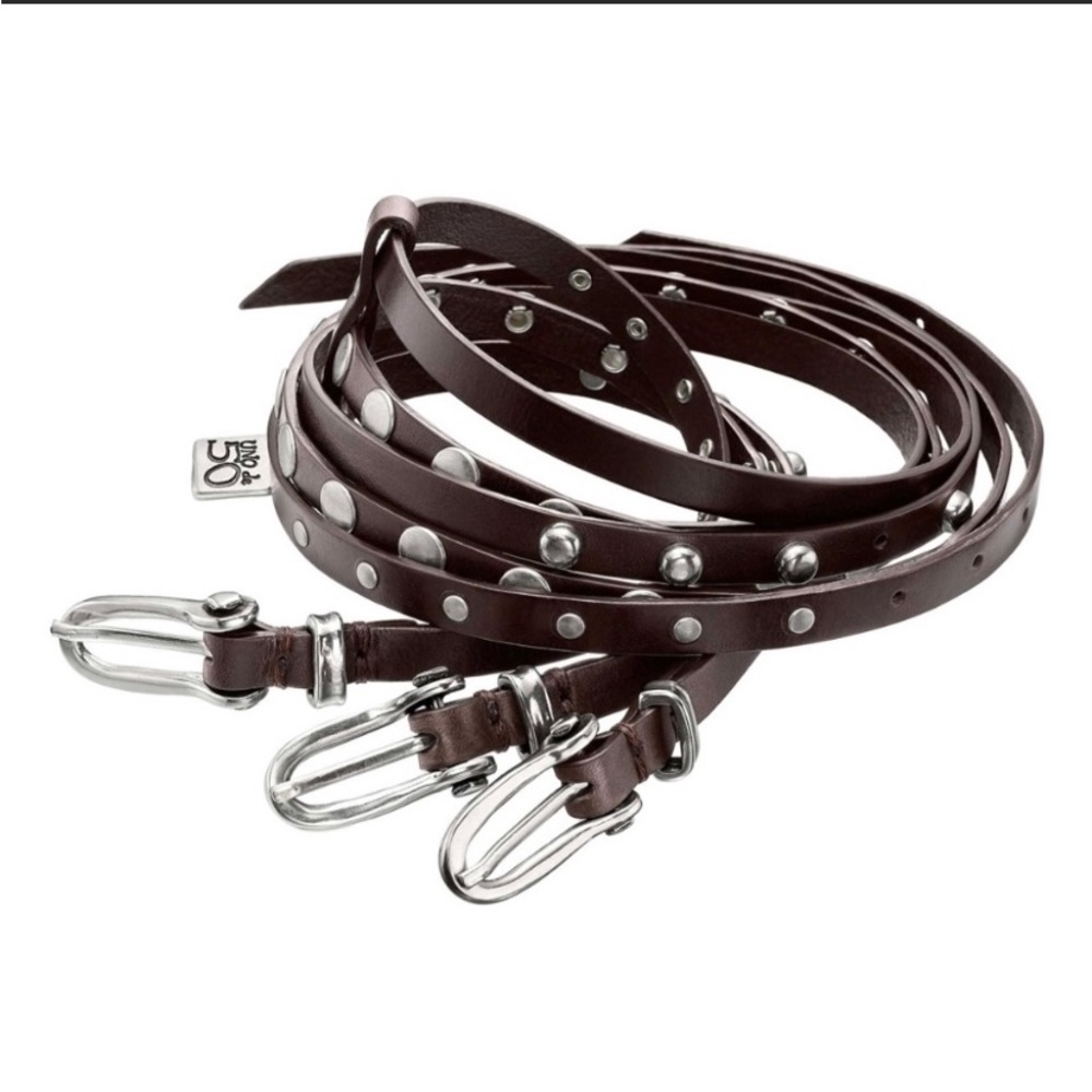 Uno de 50  Silver Studded Leather Belt